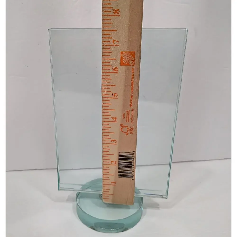 Vintage MCM 5x7 Dual-Pane Glass Floating Photo Frame with Revolving Lucite Base